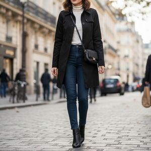 Apostrophe black trench coat